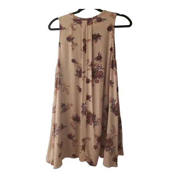 Free People Womens Tree Swing Tunic Dress Beige Multi Floral Button Cutout XS - Picture 4 of 10